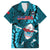 Samoa Rugby Family Matching Long Sleeve Bodycon Dress and Hawaiian Shirt Manu Samoa Ula Fala Dabbing Ball Polynesian Turquoise Version - Wonder Print Shop