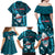 Samoa Rugby Family Matching Off Shoulder Long Sleeve Dress and Hawaiian Shirt Manu Samoa Ula Fala Dabbing Ball Polynesian Turquoise Version - Wonder Print Shop