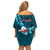 Samoa Rugby Family Matching Off Shoulder Short Dress and Hawaiian Shirt Manu Samoa Ula Fala Dabbing Ball Polynesian Turquoise Version - Wonder Print Shop