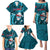 Samoa Rugby Family Matching Puletasi Dress and Hawaiian Shirt Manu Samoa Ula Fala Dabbing Ball Polynesian Turquoise Version - Wonder Print Shop