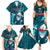 Samoa Rugby Family Matching Summer Maxi Dress and Hawaiian Shirt Manu Samoa Ula Fala Dabbing Ball Polynesian Turquoise Version - Wonder Print Shop