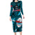 Samoa Rugby Long Sleeve Bodycon Dress Manu Samoa Ula Fala Dabbing Ball Polynesian Turquoise Version - Wonder Print Shop