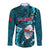 Samoa Rugby Long Sleeve Button Shirt Manu Samoa Ula Fala Dabbing Ball Polynesian Turquoise Version - Wonder Print Shop