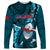 Samoa Rugby Long Sleeve Shirt Manu Samoa Ula Fala Dabbing Ball Polynesian Turquoise Version - Wonder Print Shop