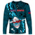 Samoa Rugby Long Sleeve Shirt Manu Samoa Ula Fala Dabbing Ball Polynesian Turquoise Version - Wonder Print Shop