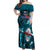 Samoa Rugby Off Shoulder Maxi Dress Manu Samoa Ula Fala Dabbing Ball Polynesian Turquoise Version - Wonder Print Shop