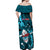 Samoa Rugby Off Shoulder Maxi Dress Manu Samoa Ula Fala Dabbing Ball Polynesian Turquoise Version - Wonder Print Shop