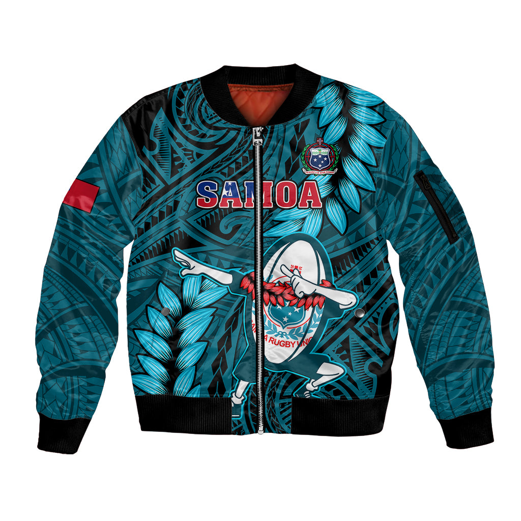 samoa-rugby-sleeve-zip-bomber-jacket-manu-samoa-ula-fala-dabbing-ball-polynesian-blue-version