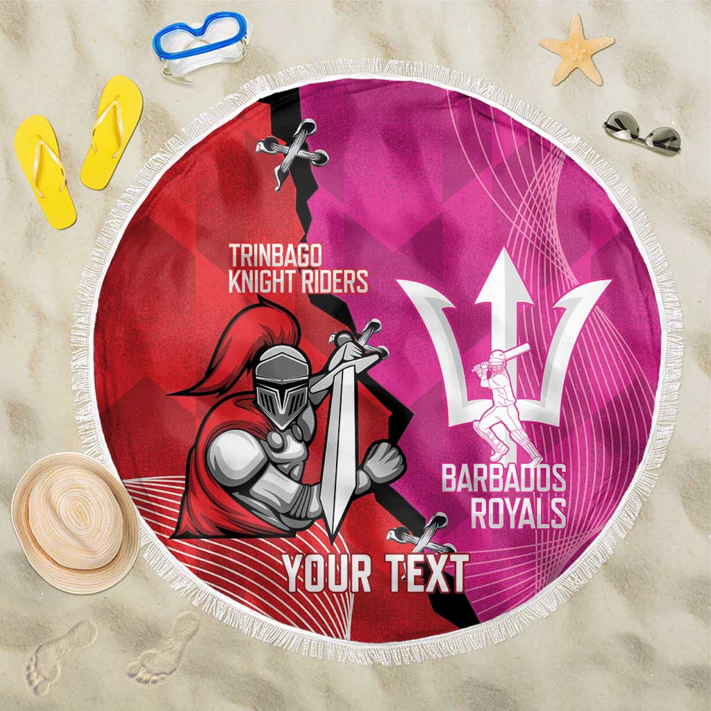 Barbados and Trinbago Cricket Personalized Beach Blanket Royals Knight Riders Together - Wonder Print Shop