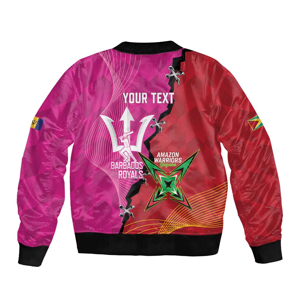 Barbados and Guyana Cricket Personalized Sleeve Zip Bomber Jacket Royals Amazon Warriors Together - Wonder Print Shop