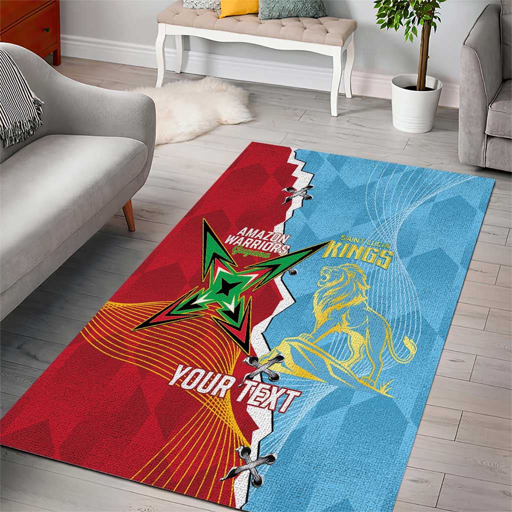 Saint Lucia and Guyana Cricket Personalized Area Rug Kings Amazon Warriors Together - Wonder Print Shop
