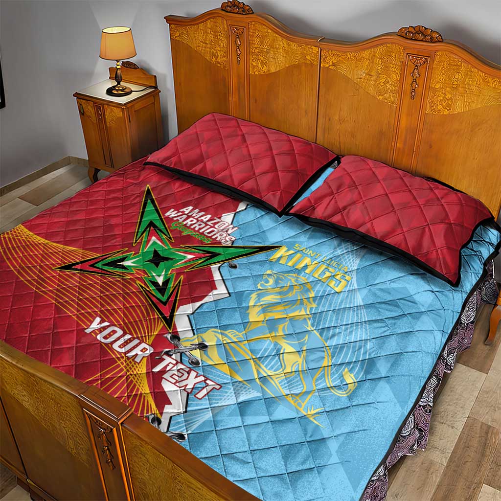 Saint Lucia and Guyana Cricket Personalized Quilt Bed Set Kings Amazon Warriors Together - Wonder Print Shop