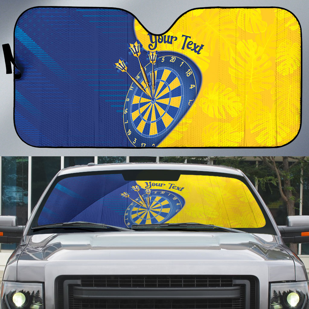 Personalized Darts Festival Barbados Auto Sun Shade Dartboard Flag Color Tropical Leaves
