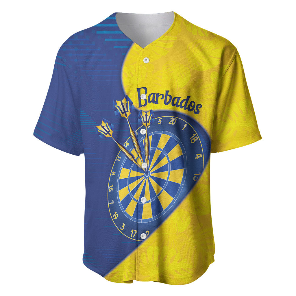 Personalized Darts Festival Barbados Baseball Jersey Dartboard Flag Color Tropical Leaves