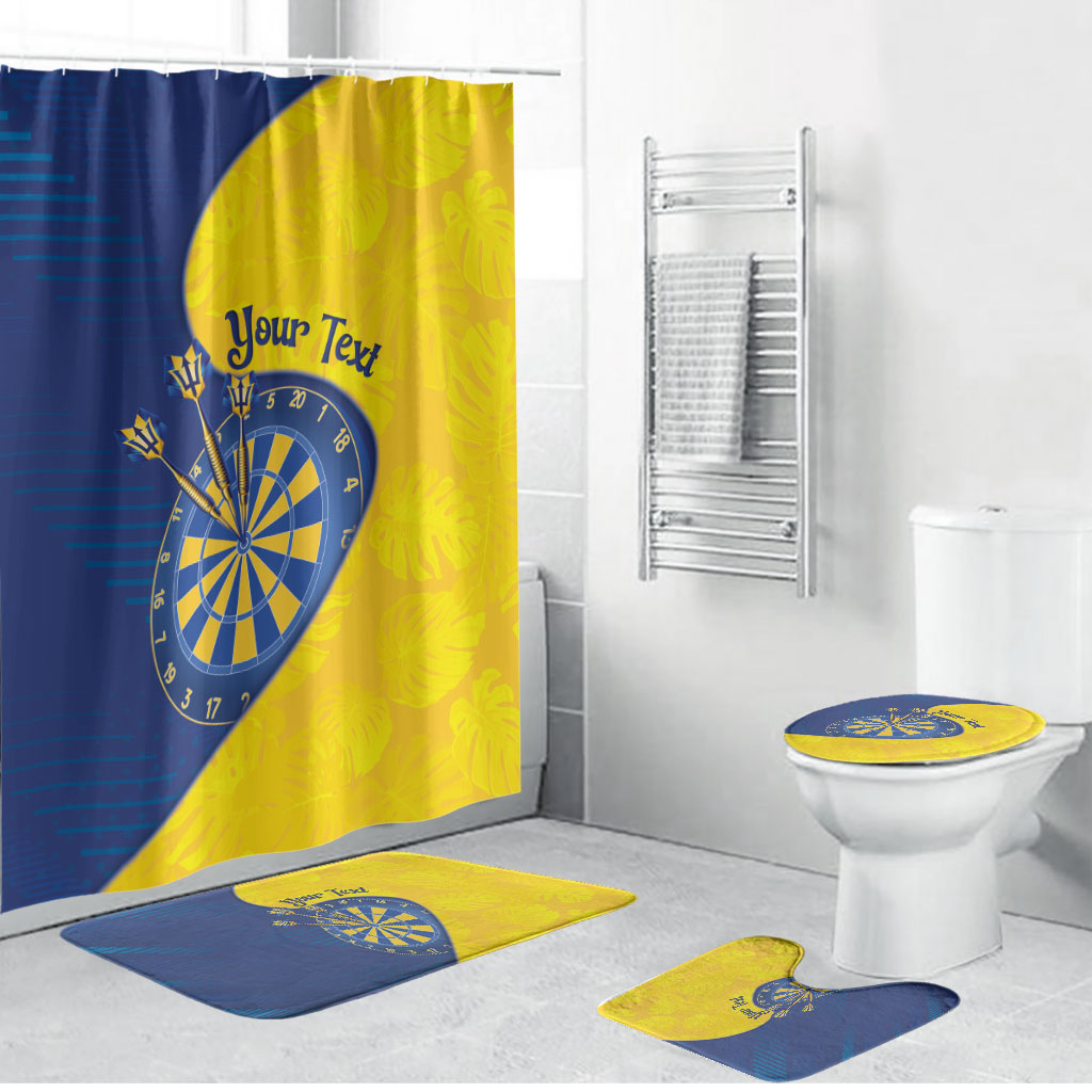Personalized Darts Festival Barbados Bathroom Set Dartboard Flag Color Tropical Leaves