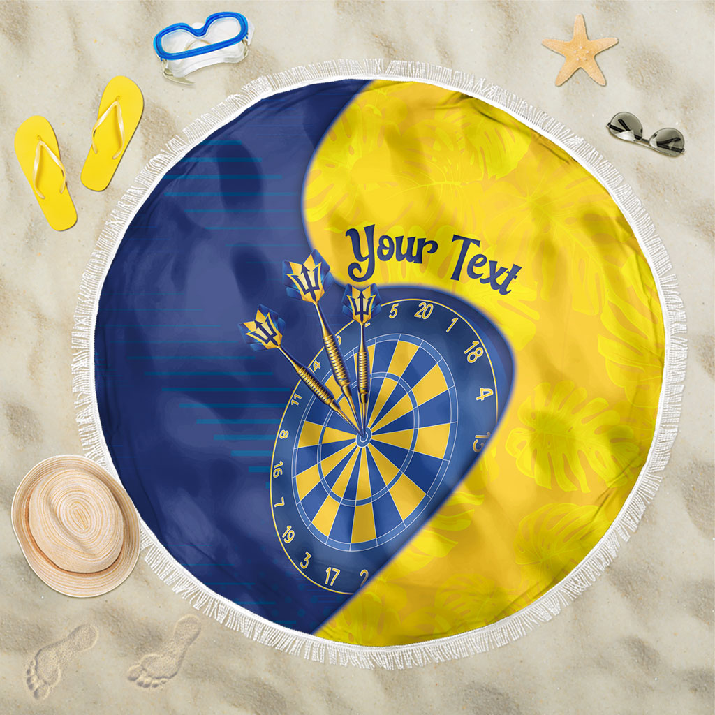 Personalized Darts Festival Barbados Beach Blanket Dartboard Flag Color Tropical Leaves