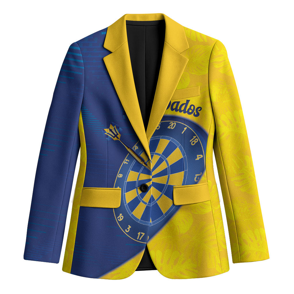 Personalized Darts Festival Barbados Blazer Dartboard Flag Color Tropical Leaves