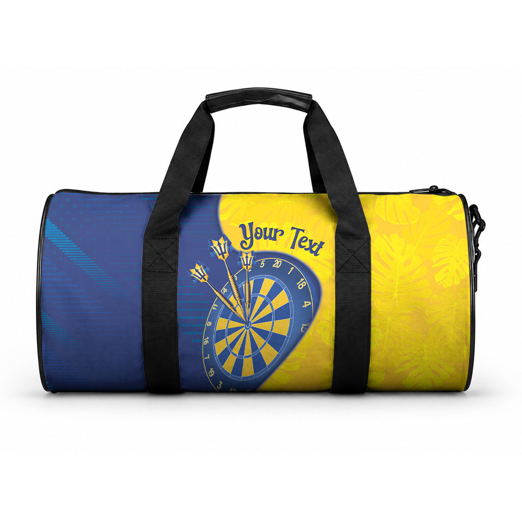 Personalized Darts Festival Barbados Duffle Bag Dartboard Flag Color Tropical Leaves
