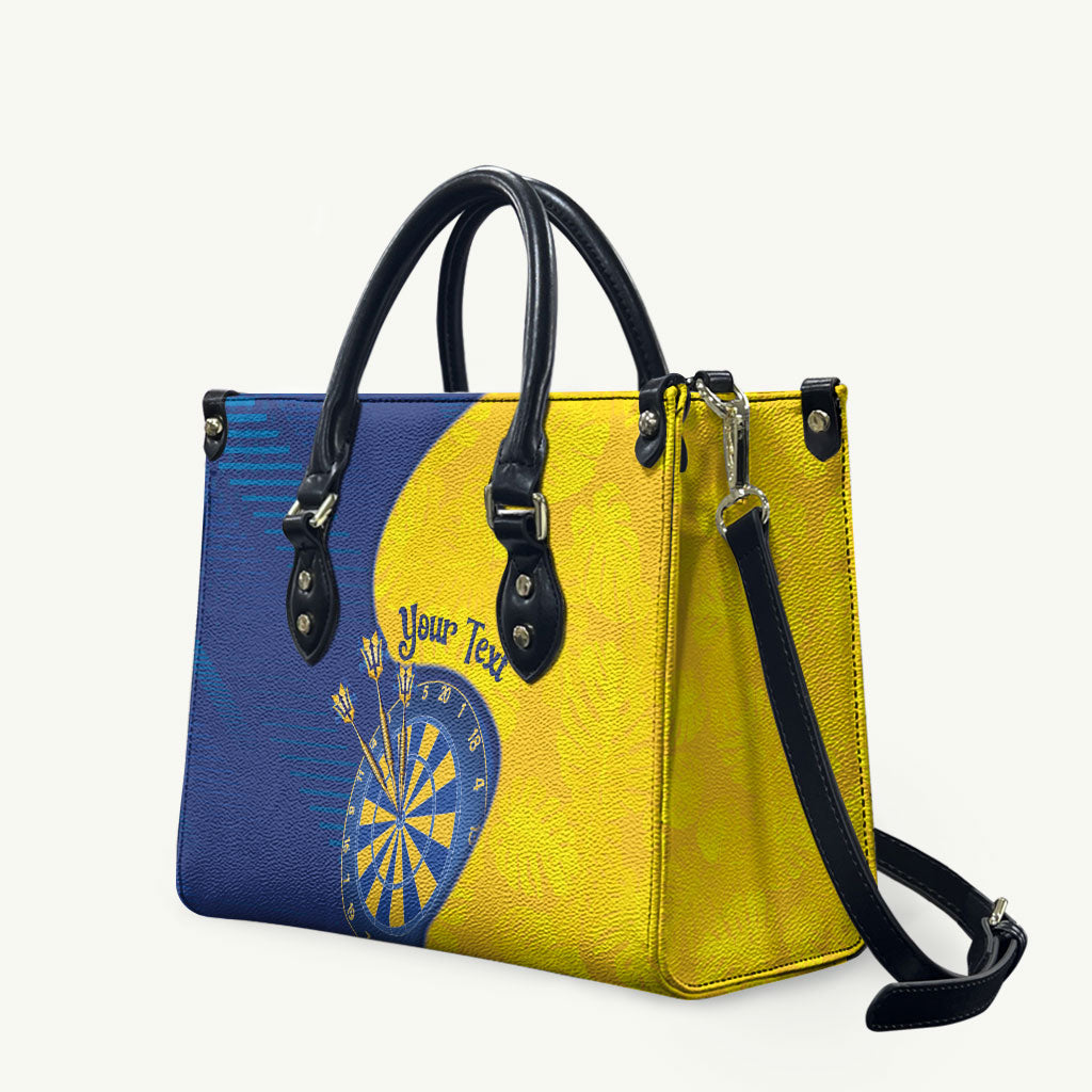 Personalized Darts Festival Barbados Leather Bag Dartboard Flag Color Tropical Leaves
