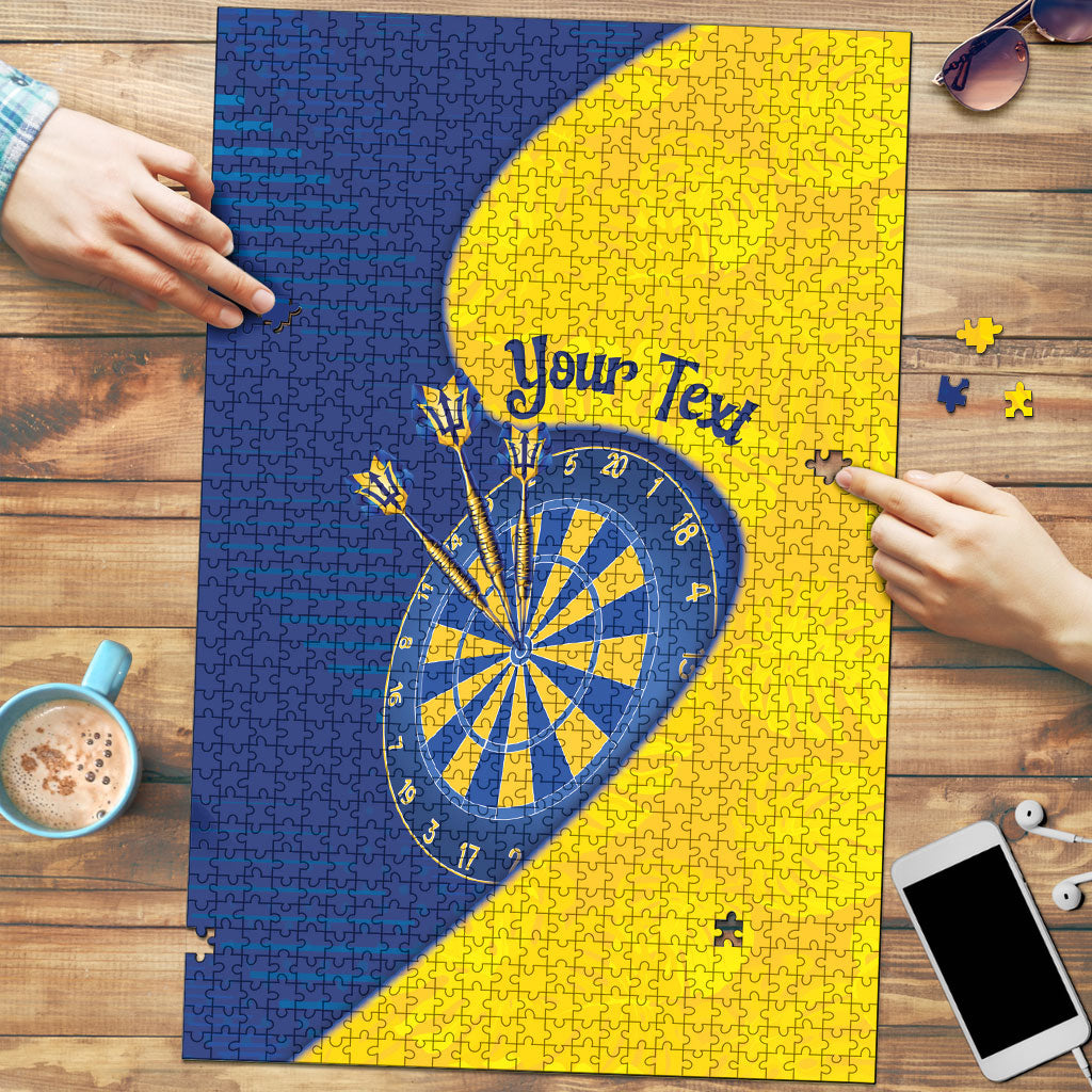 Personalized Darts Festival Barbados Puzzle Dartboard Flag Color Tropical Leaves