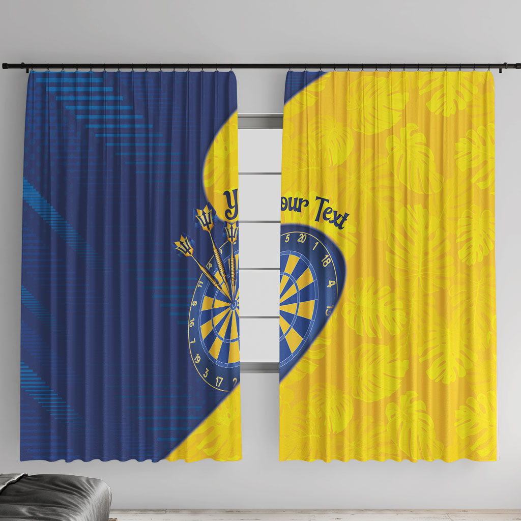 Personalized Darts Festival Barbados Window Curtain Dartboard Flag Color Tropical Leaves
