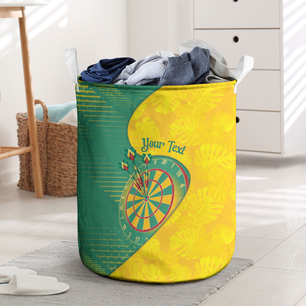 Personalized Darts Guyana Laundry Basket Dartboard Flag Color Tropical Leaves