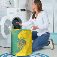 Personalized Darts Guyana Laundry Basket Dartboard Flag Color Tropical Leaves