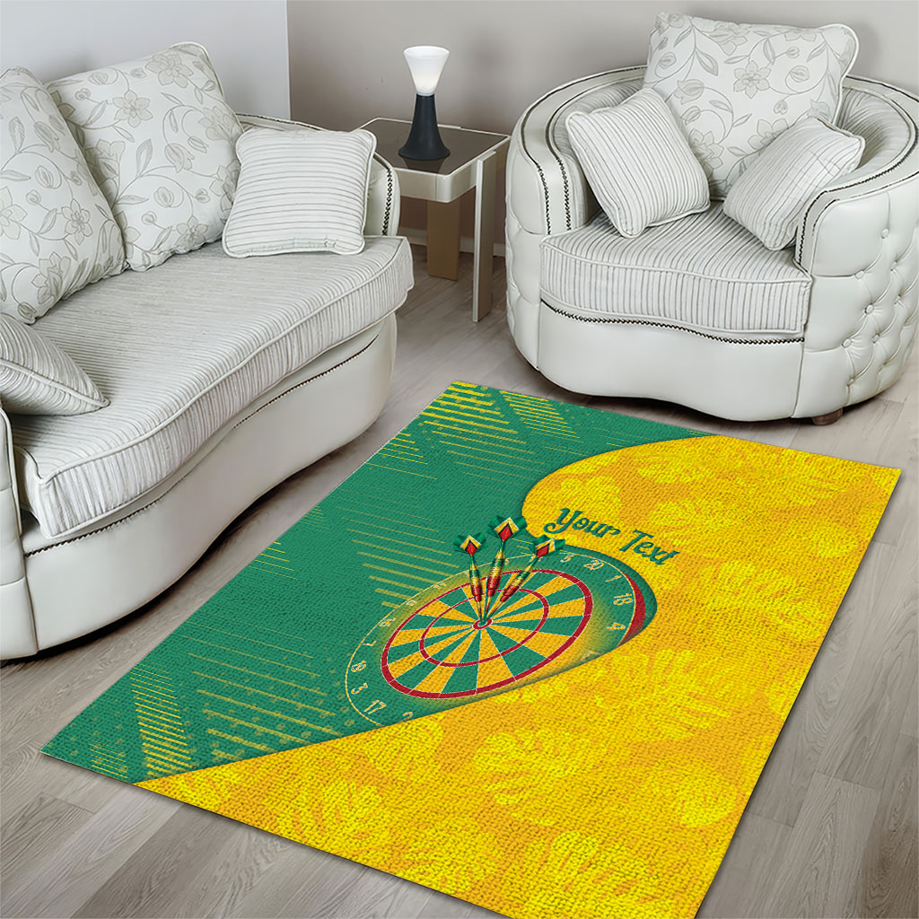 Personalized Darts Guyana Area Rug Dartboard Flag Color Tropical Leaves
