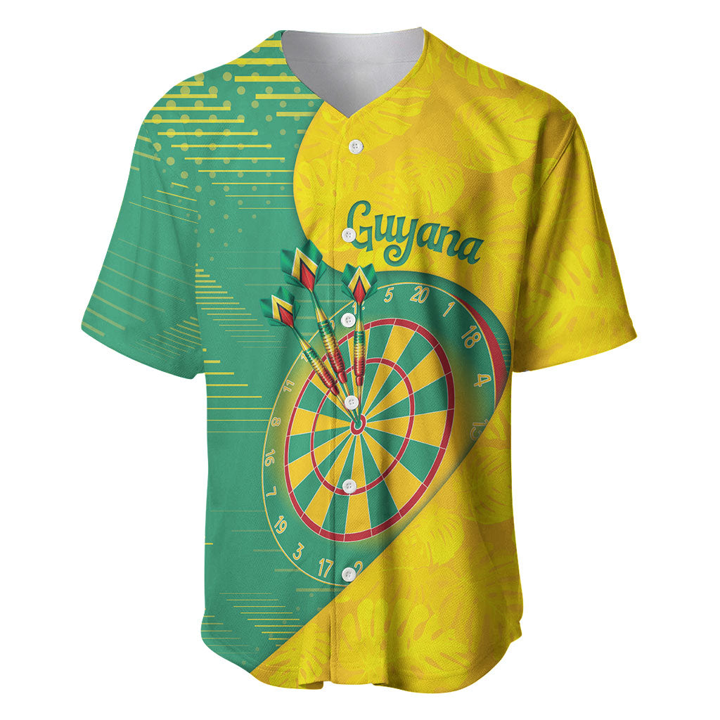 Personalized Darts Guyana Baseball Jersey Dartboard Flag Color Tropical Leaves