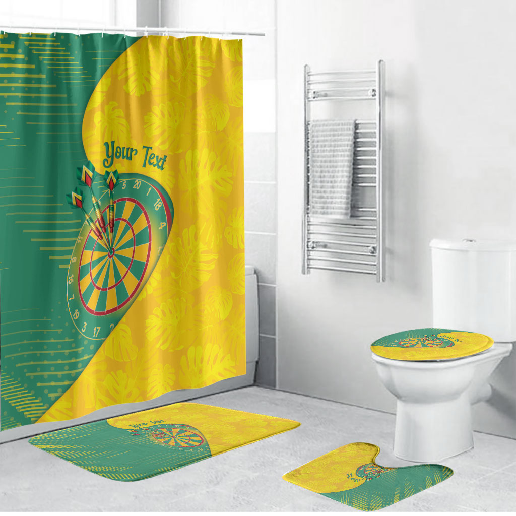 Personalized Darts Guyana Bathroom Set Dartboard Flag Color Tropical Leaves