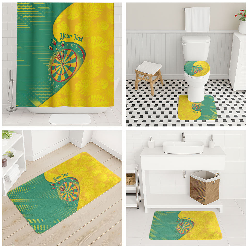 Personalized Darts Guyana Bathroom Set Dartboard Flag Color Tropical Leaves
