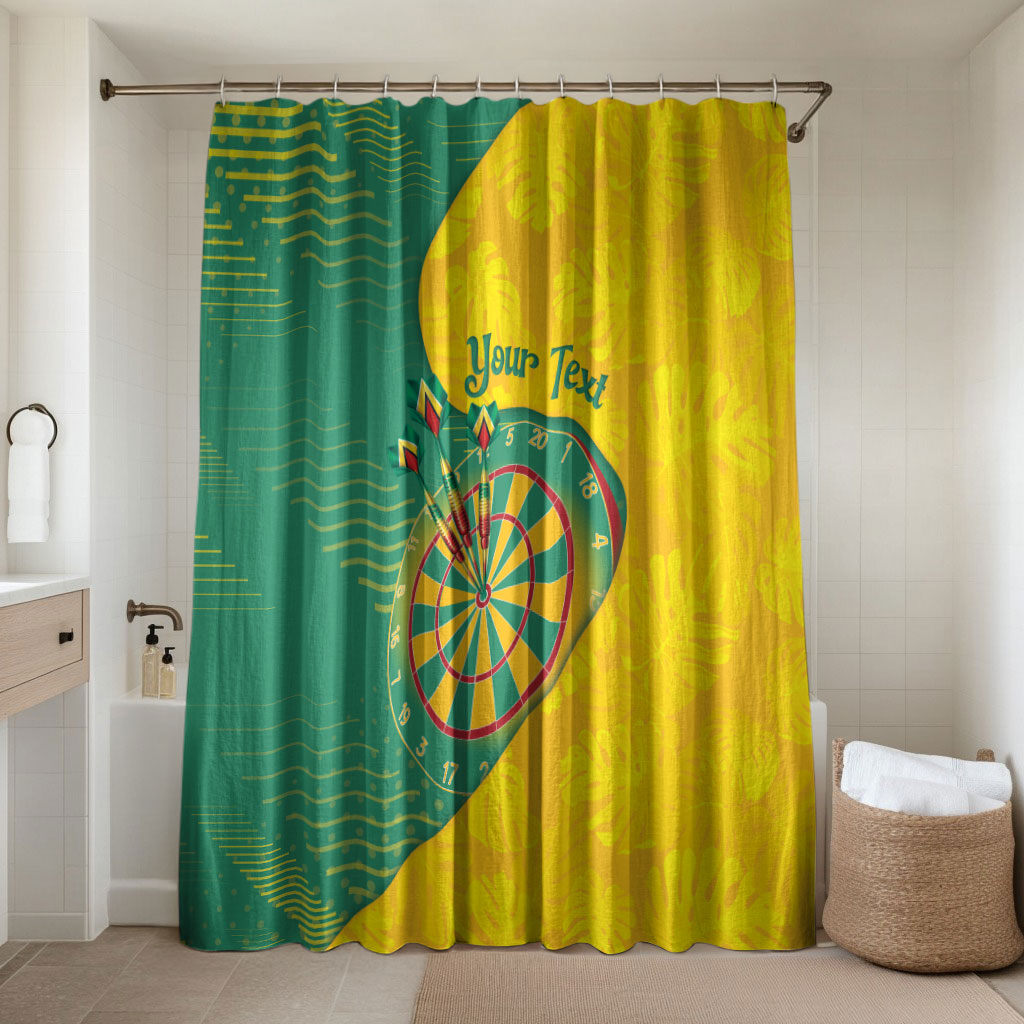 Personalized Darts Guyana Bathroom Set Dartboard Flag Color Tropical Leaves