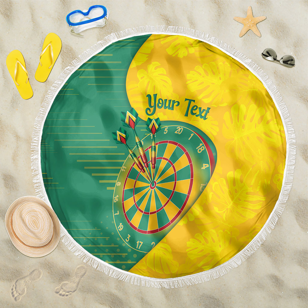 Personalized Darts Guyana Beach Blanket Dartboard Flag Color Tropical Leaves