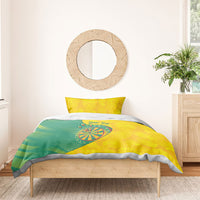 Personalized Darts Guyana Bedding Set Dartboard Flag Color Tropical Leaves