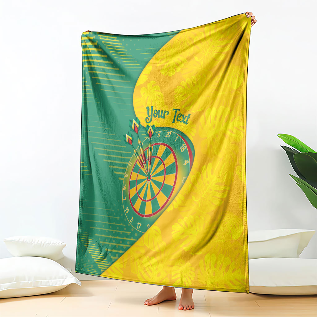 Personalized Darts Guyana Blanket Dartboard Flag Color Tropical Leaves