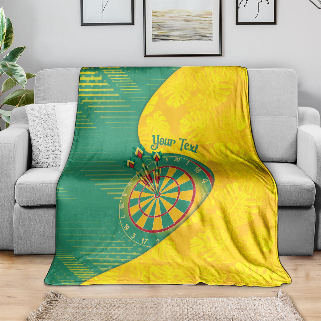 Personalized Darts Guyana Blanket Dartboard Flag Color Tropical Leaves