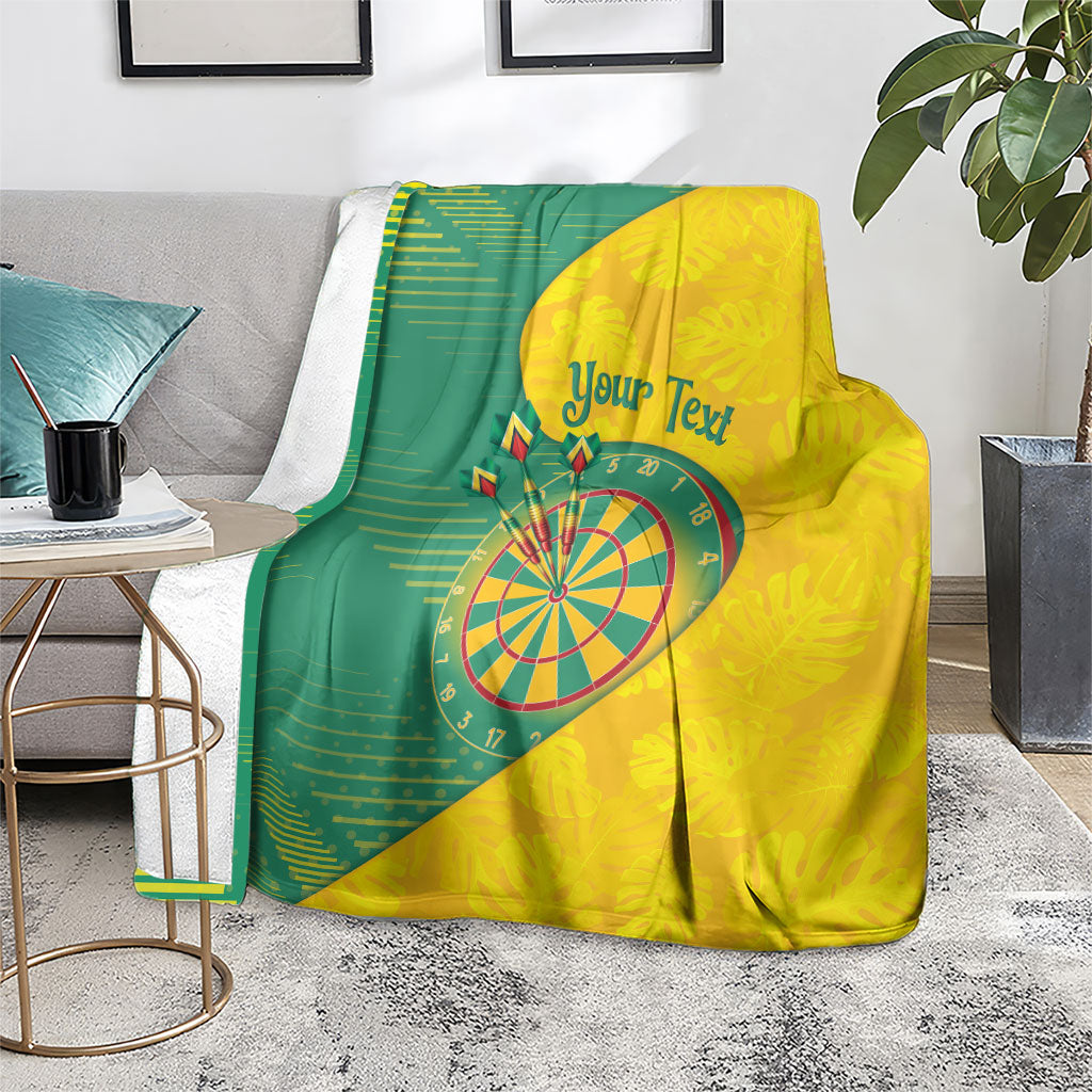 Personalized Darts Guyana Blanket Dartboard Flag Color Tropical Leaves
