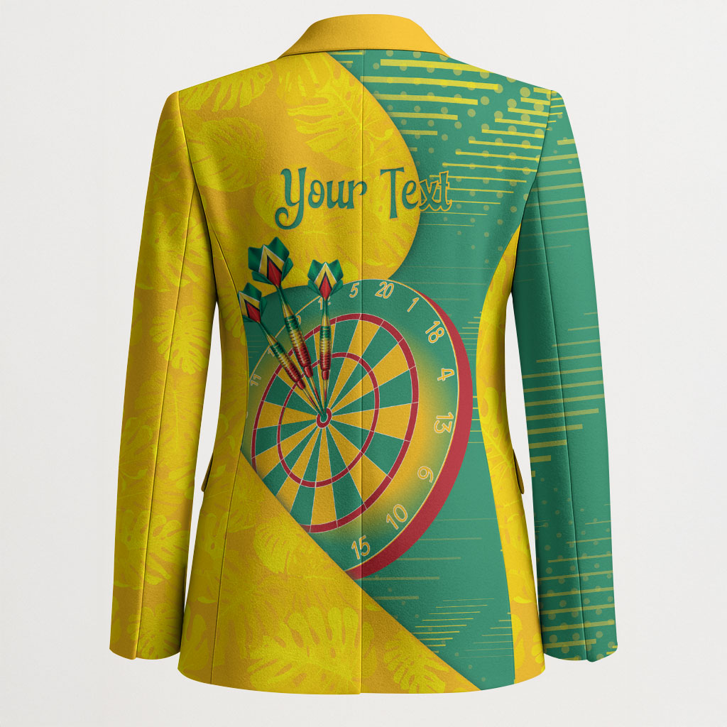 Personalized Darts Guyana Blazer Dartboard Flag Color Tropical Leaves
