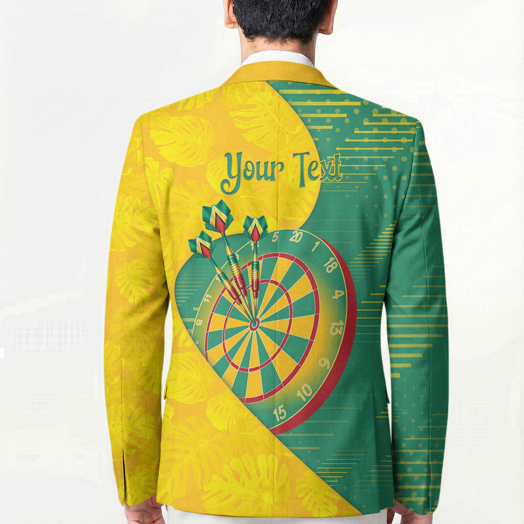 Personalized Darts Guyana Blazer Dartboard Flag Color Tropical Leaves