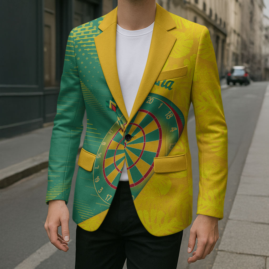 Personalized Darts Guyana Blazer Dartboard Flag Color Tropical Leaves