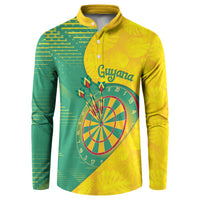 Personalized Darts Guyana Button Sweatshirt Dartboard Flag Color Tropical Leaves