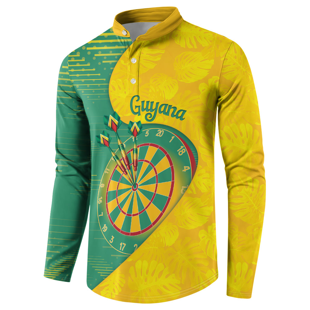 Personalized Darts Guyana Button Sweatshirt Dartboard Flag Color Tropical Leaves