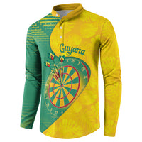 Personalized Darts Guyana Button Sweatshirt Dartboard Flag Color Tropical Leaves