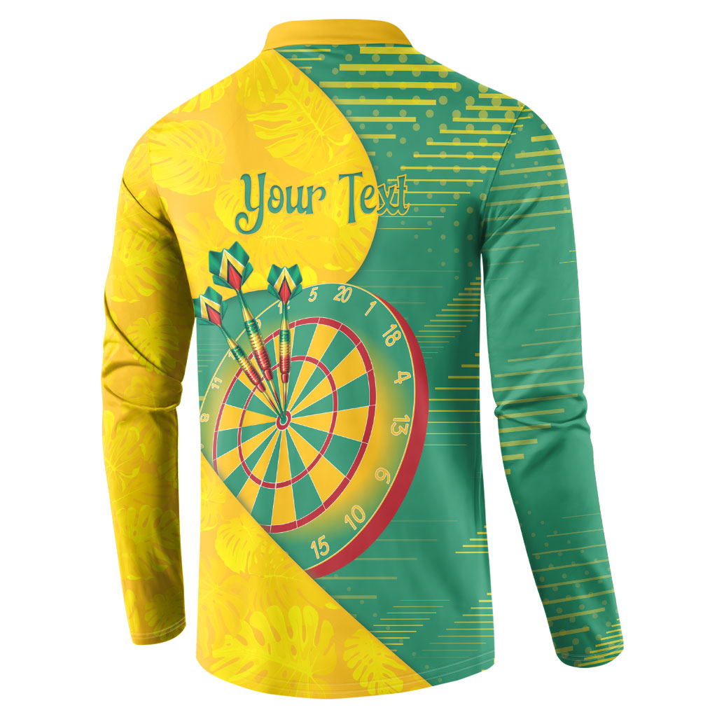 Personalized Darts Guyana Button Sweatshirt Dartboard Flag Color Tropical Leaves