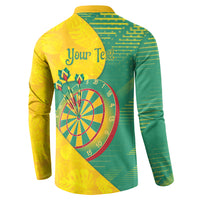 Personalized Darts Guyana Button Sweatshirt Dartboard Flag Color Tropical Leaves