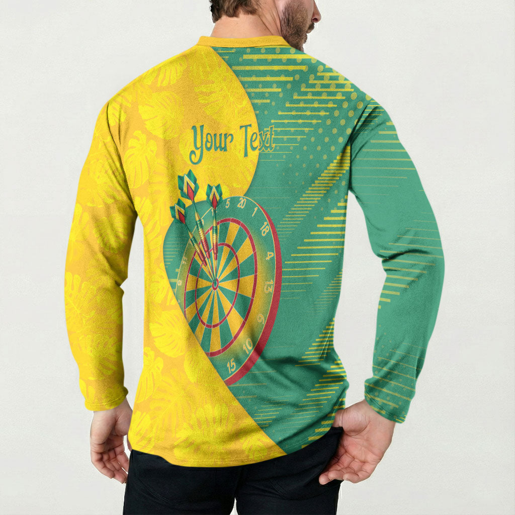 Personalized Darts Guyana Button Sweatshirt Dartboard Flag Color Tropical Leaves