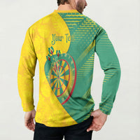 Personalized Darts Guyana Button Sweatshirt Dartboard Flag Color Tropical Leaves