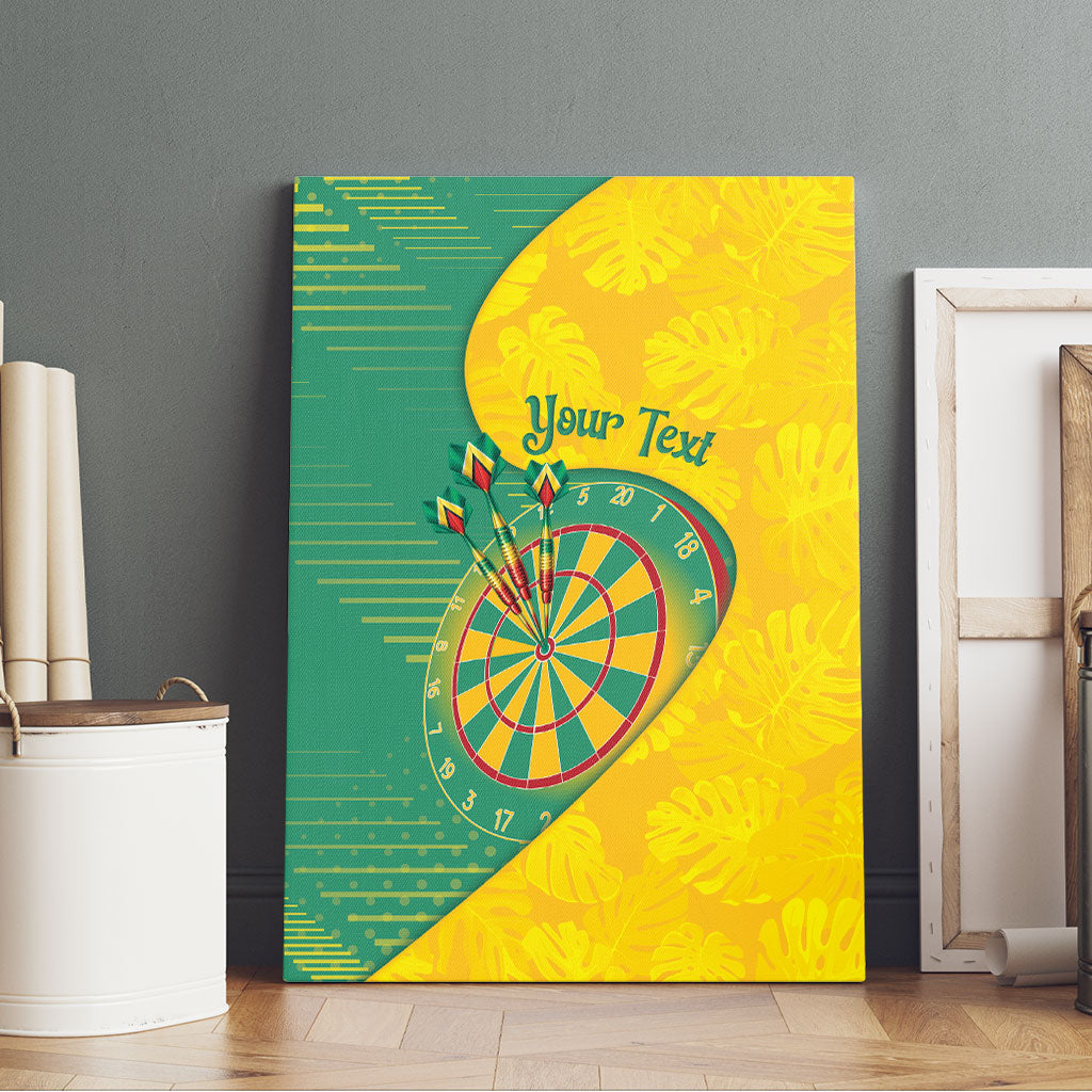 Personalized Darts Guyana Canvas Wall Art Dartboard Flag Color Tropical Leaves