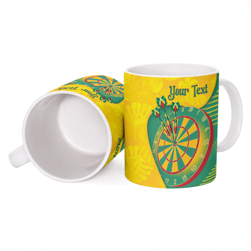Personalized Darts Guyana Ceramic Mug Dartboard Flag Color Tropical Leaves