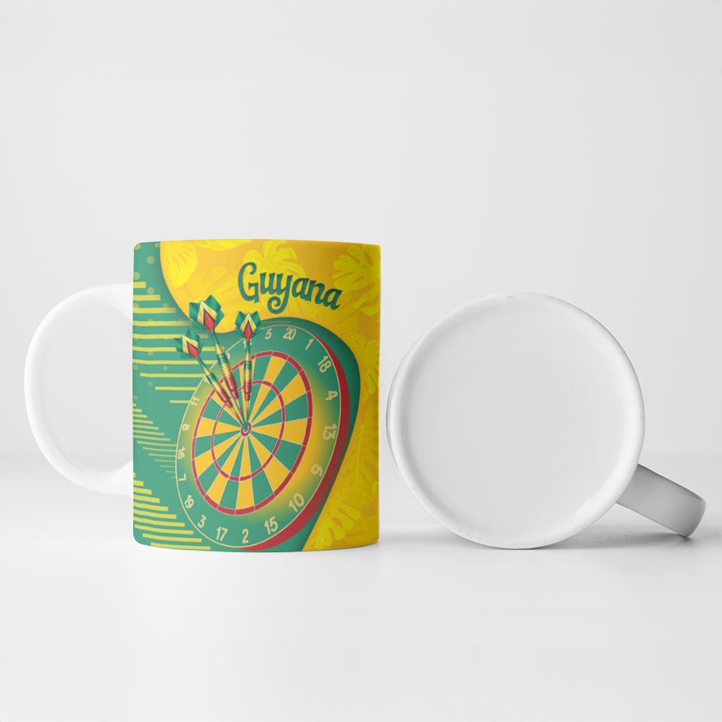 Personalized Darts Guyana Ceramic Mug Dartboard Flag Color Tropical Leaves